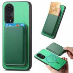 For OPPO Reno8 T / A1 Pro Retro Magsafe Card Bag PU Back Cover Phone Case(Green)
