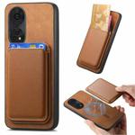 For OPPO Reno8 T / A1 Pro Retro Magsafe Card Bag PU Back Cover Phone Case(Brown)