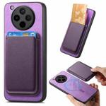 FOr OPPO Find X8 Pro Retro Magsafe Card Bag PU Back Cover Phone Case(Purple)