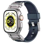 For  Apple Watch Series 9 45mm Silicone Armor Mecha Head Watch Band(Dark Blue)