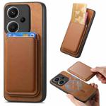 For Xiaomi Redmi Note 13 Pro+ Retro Magsafe Card Bag PU Back Cover Phone Case(Brown)