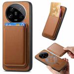 For Xiaomi 14 Ultra Retro Magsafe Card Bag PU Back Cover Phone Case(Brown)