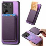 For Xiaomi 13T / 13T Pro Retro Magsafe Card Bag PU Back Cover Phone Case(Purple)