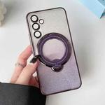 For Samsung Galaxy S24+ 5G Rotation MagSafe Holder Gradient Glitter TPU Phone Case(Night Purple)