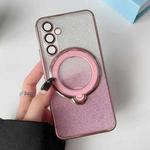For Samsung Galaxy A24 4G Rotation MagSafe Holder Gradient Glitter TPU Phone Case(Pink)