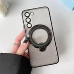 For Samsung Galaxy S22+ 5G Rotation MagSafe Holder Gradient Glitter TPU Phone Case(Black)