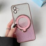 For Samsung Galaxy A05  Rotation MagSafe Holder Gradient Glitter TPU Phone Case(Pink)