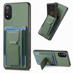 For Motorola Moto E20/E30 Carbon Fiber Fold Stand Elastic Card Bag Phone Case(Green)