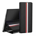 For Samsung Galaxy Z Fold7 5G Litchi Texture PU Back Phone Case with Holder(Black)