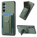 For Samsung Galaxy A15 Carbon Fiber Fold Stand Elastic Card Bag Phone Case(Green)