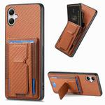 For Samsung Galaxy A04e Carbon Fiber Fold Stand Elastic Card Bag Phone Case(Brown)