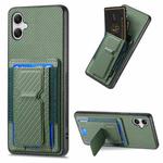 For Samsung Galaxy A04e Carbon Fiber Fold Stand Elastic Card Bag Phone Case(Green)