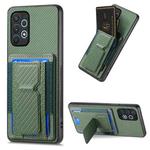 For Samsung Galaxy A32 4G Carbon Fiber Fold Stand Elastic Card Bag Phone Case(Green)