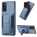 For Samsung Galaxy S20 FE Carbon Fiber Fold Stand Elastic Card Bag Phone Case(Blue)