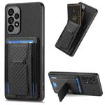 For Samsung Galaxy A72 5G Carbon Fiber Fold Stand Elastic Card Bag Phone Case(Black)