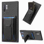 For Samsung Galaxy Note10+ Carbon Fiber Fold Stand Elastic Card Bag Phone Case(Black)