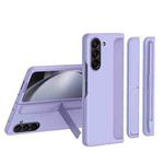 For Samsung Galaxy Z Fold6 5G 2 in 1 Holder Shockproof Phone Case with Pen Slot(Purple)