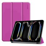 For iPad Pro 11 2024 ENKAY Tri-fold Custer Texture Platic Leather Smart Tablet Case(Purple)