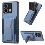 For Xiaomi Redmi Note 13 4G Carbon Fiber Fold Stand Elastic Card Bag Phone Case(Blue)