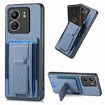 For Xiaomi Redmi 13C Carbon Fiber Fold Stand Elastic Card Bag Phone Case(Blue)