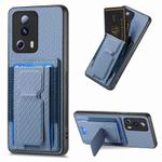 For Xiaomi Redmi Note 12 Turbo Carbon Fiber Fold Stand Elastic Card Bag Phone Case(Blue)
