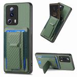 For Xiaomi Redmi Note 12 Turbo Carbon Fiber Fold Stand Elastic Card Bag Phone Case(Green)