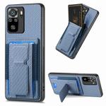 For Xiaomi Redmi 10 Carbon Fiber Fold Stand Elastic Card Bag Phone Case(Blue)