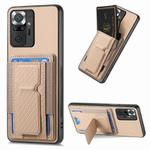 For Xiaomi Redmi Note 10 Pro 5G Carbon Fiber Fold Stand Elastic Card Bag Phone Case(Khaki)