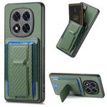 For Xiaomi Redmi Note 14 Pro+ 5G Carbon Fiber Fold Stand Elastic Card Bag Phone Case(Green)