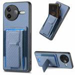 For Redmi K80 / Poco F7 Pro Carbon Fiber Fold Stand Elastic Card Bag Phone Case(Blue)