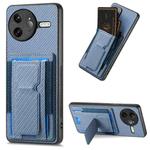 For Redmi K80 Pro / Poco F7 Ultra Carbon Fiber Fold Stand Elastic Card Bag Phone Case(Blue)