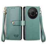 For Sharp Aquos R8 Pro Love Zipper Lanyard Leather Phone Case(Green)