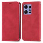 For Motorola Moto Edge 50 Ultra Retro Skin Feel Magnetic Flip Leather Phone Case(Red)