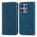 For Motorola Moto Edge 50 Ultra Retro Skin Feel Magnetic Flip Leather Phone Case(Blue)