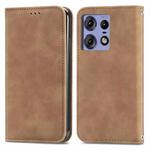 For Motorola Moto Edge 50 Fusion Retro Skin Feel Magnetic Flip Leather Phone Case(Brown)