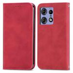 For Motorola Moto Edge 50 Fusion Retro Skin Feel Magnetic Flip Leather Phone Case(Red)