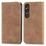 For Sony Xperia 1 VI Retro Skin Feel Magnetic Leather Phone Case(Brown)