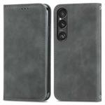 For Sony Xperia 1 VI Retro Skin Feel Magnetic Leather Phone Case(Gray)