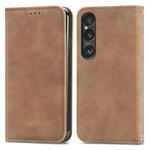 For Sony Xperia 10 VI Retro Skin Feel Magnetic Leather Phone Case(Brown)