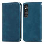 For Sony Xperia 10 VI Retro Skin Feel Magnetic Leather Phone Case(Blue)