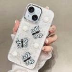 For iPhone 15 Plus Glitter 3D Butterfly TPU Phone Case(Blue)
