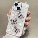 For iPhone 15 Glitter 3D Butterfly TPU Phone Case(Pink)