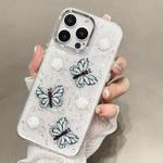 For iPhone 14 Pro Glitter 3D Butterfly TPU Phone Case(Blue)