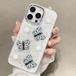 For iPhone 13 Pro Max Glitter 3D Butterfly TPU Phone Case(Blue)