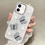 For iPhone  12 Glitter 3D Butterfly TPU Phone Case(Blue)