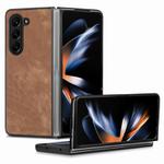 For Samsung Galaxy Z Fold6 5G Skin-feel Solid Color PU Back Cover Phone Case(Brown)