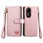 For ZTE Blade A34 Love Zipper Lanyard Leather Phone Case(Pink)