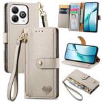 For ZTE Blade A75 4G Love Zipper Lanyard Leather Phone Case(Gray)