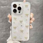 For iPhone 14 Pro Max Small Fresh Bow TPU Phone Case(Golden Bow)