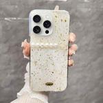 For iPhone 15 Pro Gold Foil Pearl Bow TPU Phone Case(Pearl)